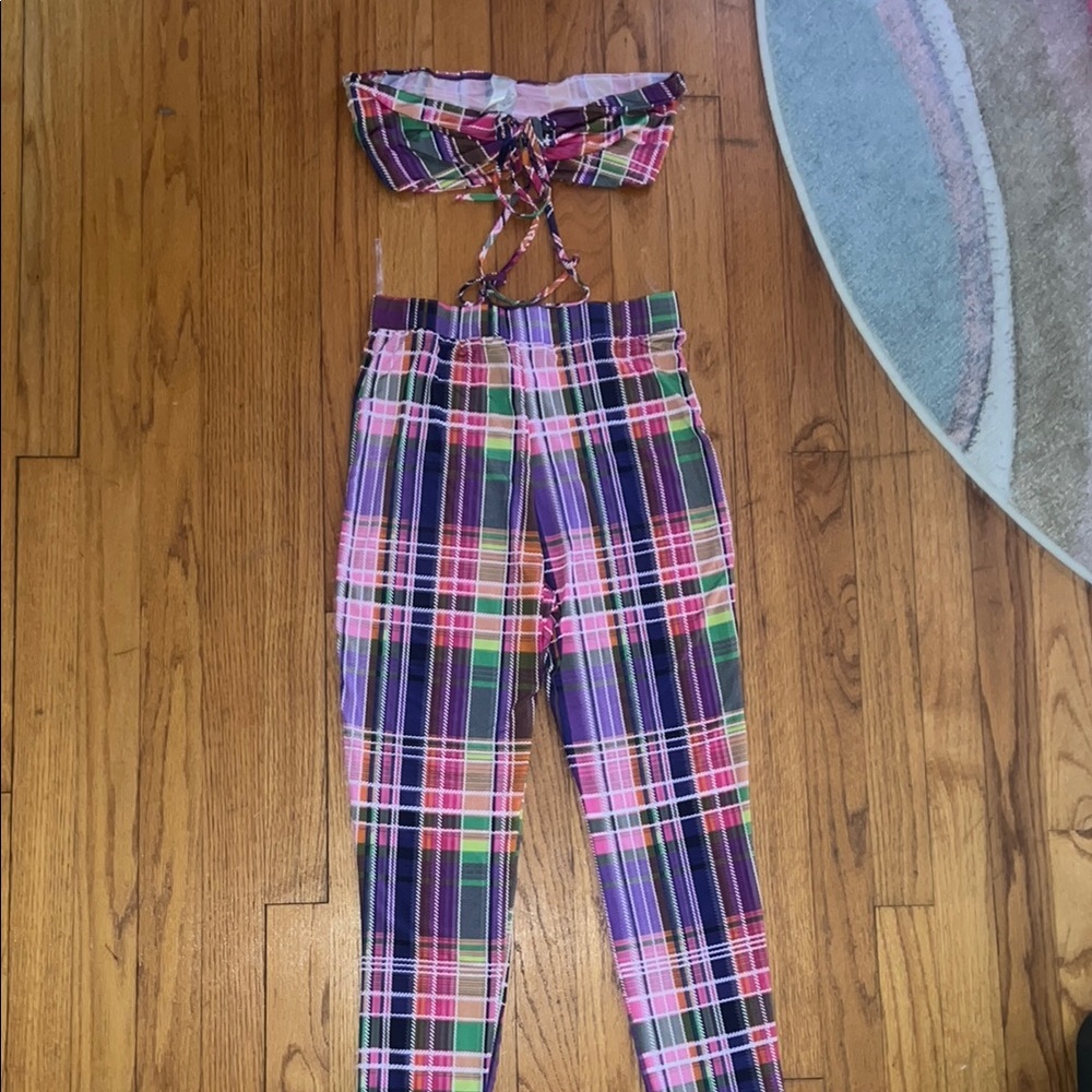 Colorful Plaid Womens 2 piece set